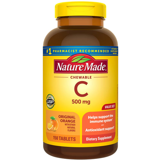 Nature Made Chewable Vitamin C 500 mg, Dietary Supplement for Immune Support, 150 Tablets, 150 Day Supply