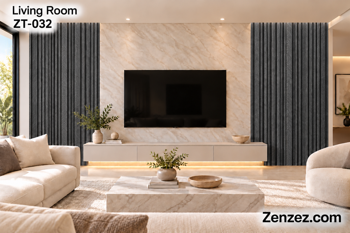 WALL PVC PANEL SLAT 6X114 INCHES = 6 INCHES X 9.5 FEET INTERIOR USE MODEL ZT-032