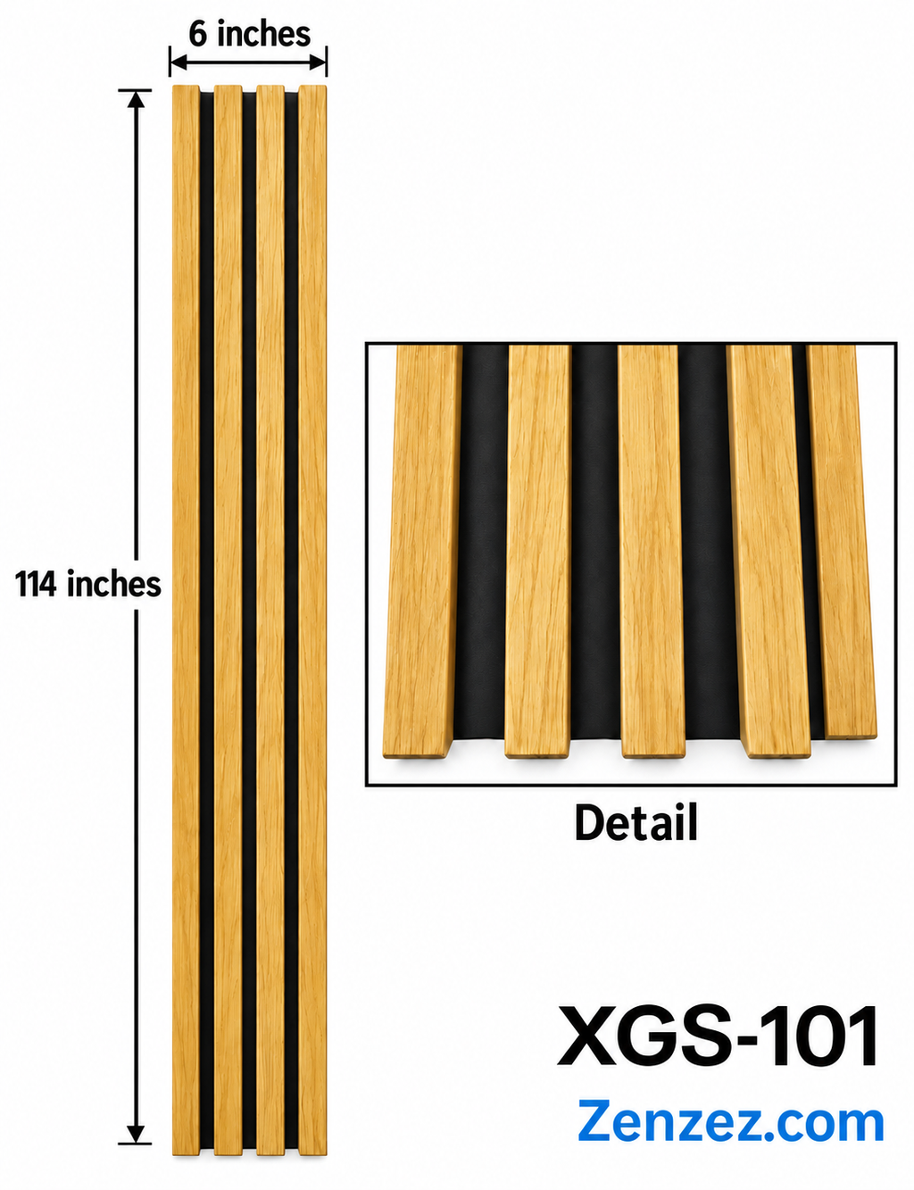 WALL PVC PANEL SLAT 6X114 INCHES = 6 INCHES X 9.5 FEET INTERIOR USE MODEL XGS-101