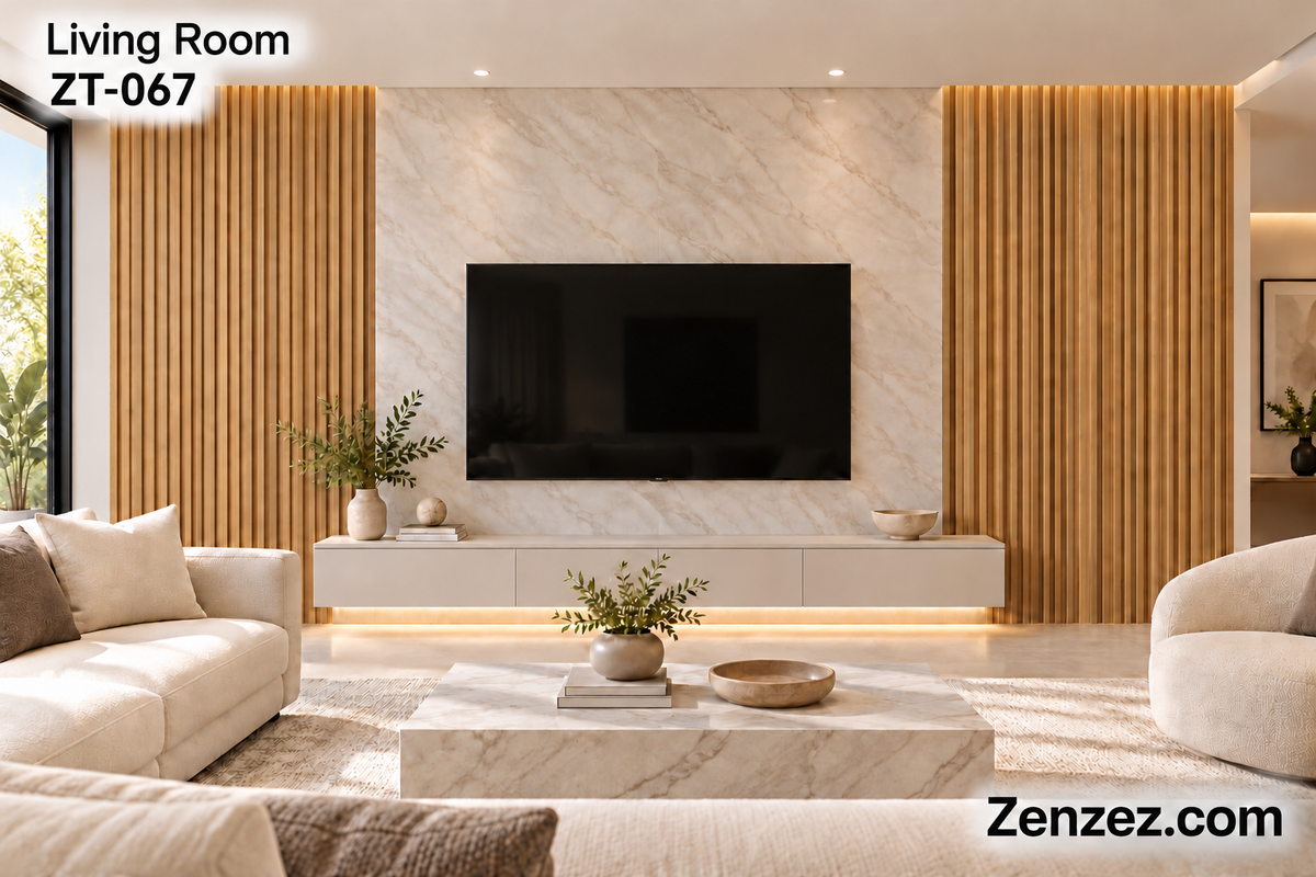 WALL PVC PANEL SLAT 6X114 INCHES = 6 INCHES X 9.5 FEET INTERIOR USE MODEL ZT-067