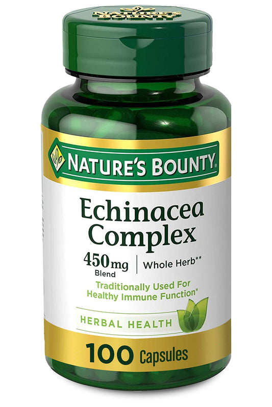 Nature's Bounty Echinacea Complex, Herbal Supplement, Supports immune Health, 450 mg, 100 Capsules