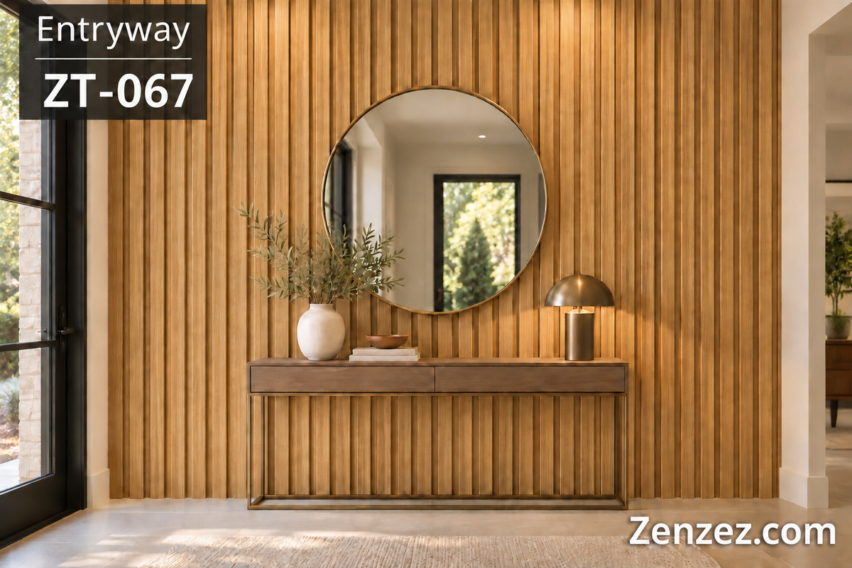 WALL PVC PANEL SLAT 6X114 INCHES = 6 INCHES X 9.5 FEET INTERIOR USE MODEL ZT-067