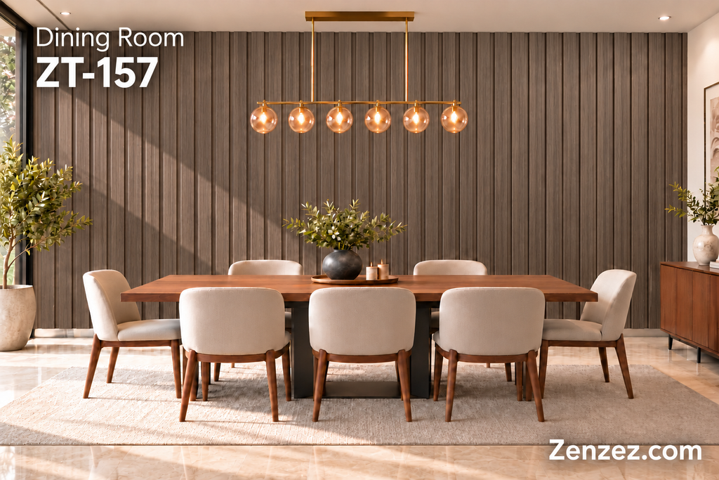 WALL PVC PANEL SLAT 6X114 INCHES = 6 INCHES X 9.5 FEET INTERIOR USE MODEL ZT-157