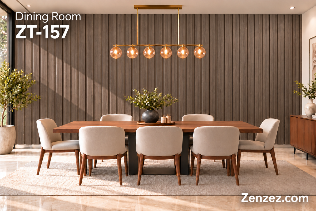 WALL PVC PANEL SLAT 6X114 INCHES = 6 INCHES X 9.5 FEET INTERIOR USE MODEL ZT-157