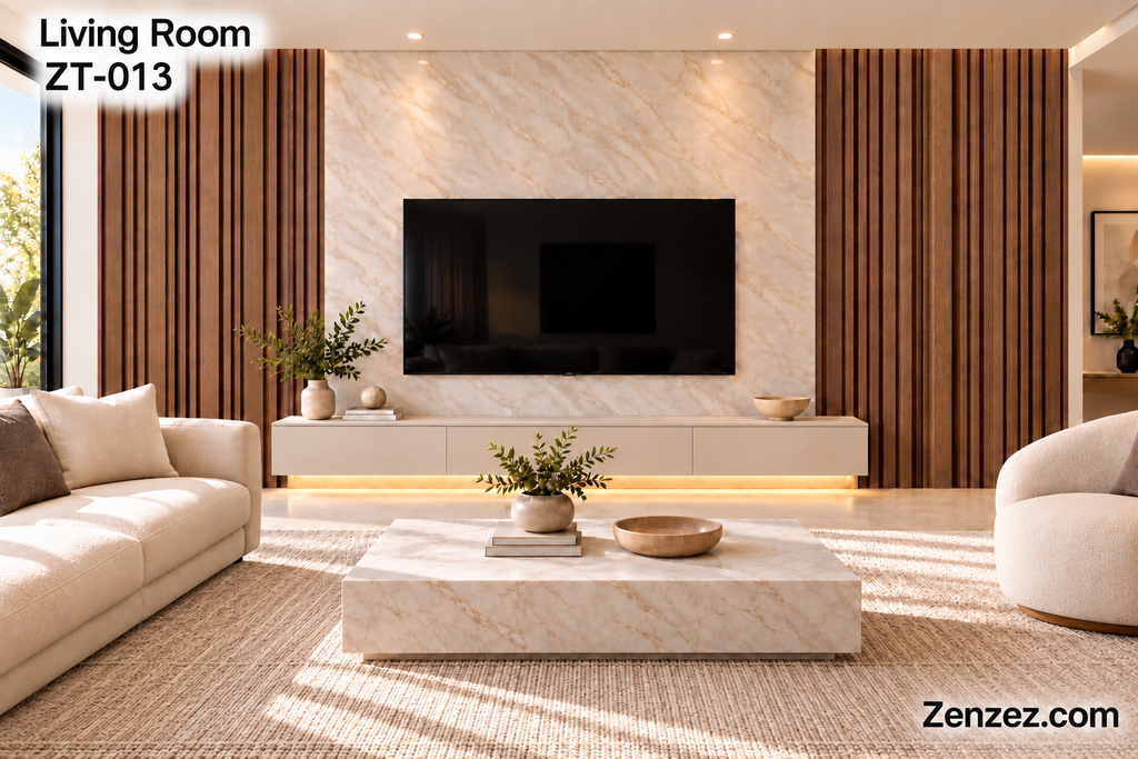 WALL PVC PANEL SLAT 6X114 INCHES = 6 INCHES X 9.5 FEET INTERIOR USE MODEL ZT-013