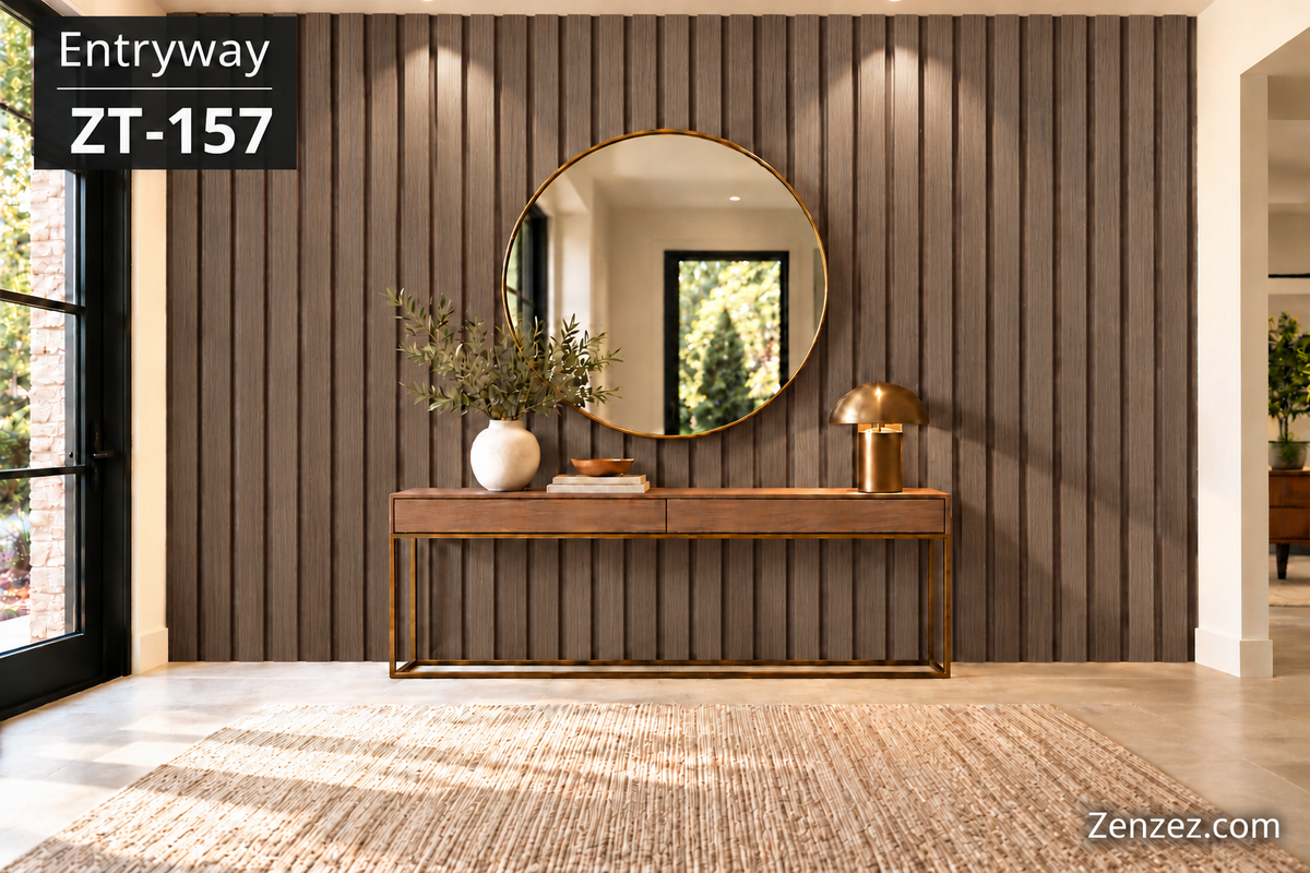 WALL PVC PANEL SLAT 6X114 INCHES = 6 INCHES X 9.5 FEET INTERIOR USE MODEL ZT-157