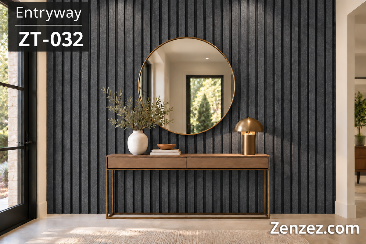 WALL PVC PANEL SLAT 6X114 INCHES = 6 INCHES X 9.5 FEET INTERIOR USE MODEL ZT-032