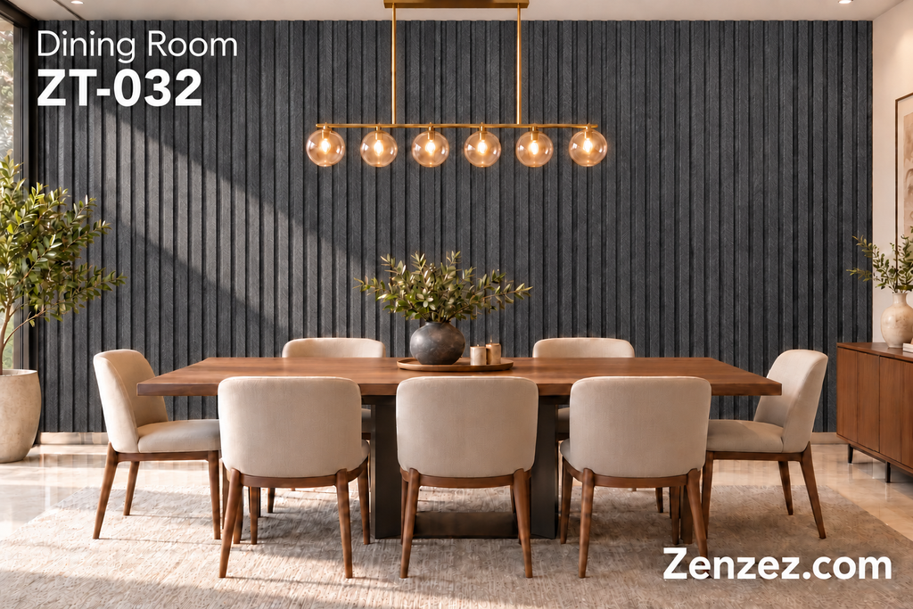 WALL PVC PANEL SLAT 6X114 INCHES = 6 INCHES X 9.5 FEET INTERIOR USE MODEL ZT-032