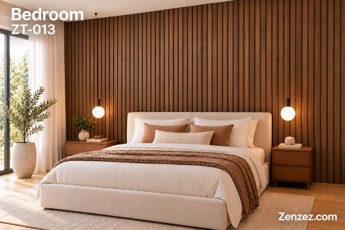 WALL PVC PANEL SLAT 6X114 INCHES = 6 INCHES X 9.5 FEET INTERIOR USE MODEL ZT-013