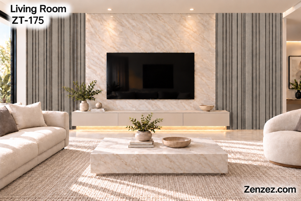 WALL PVC PANEL SLAT 6X114 INCHES = 6 INCHES X 9.5 FEET INTERIOR USE MODEL ZT-175