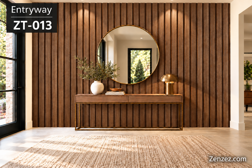 WALL PVC PANEL SLAT 6X114 INCHES = 6 INCHES X 9.5 FEET INTERIOR USE MODEL ZT-013