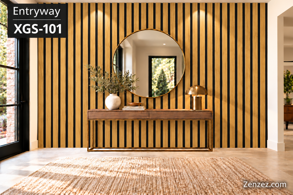 WALL PVC PANEL SLAT 6X114 INCHES = 6 INCHES X 9.5 FEET INTERIOR USE MODEL XGS-101