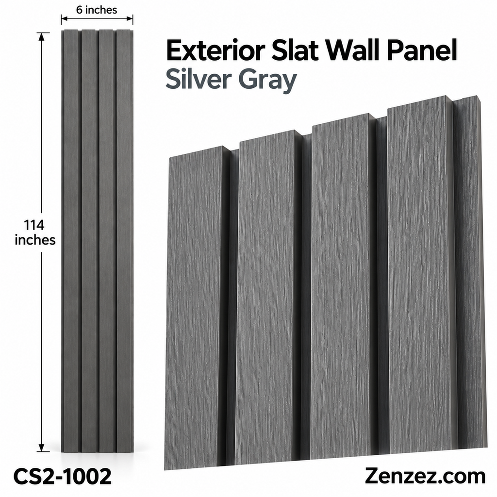 WALL PVC PANEL SLAT (SIDING) 6X114 INCHES = 6 INCHES X 9.5 FEET EXTERIOR USE MODEL CS2-1002
