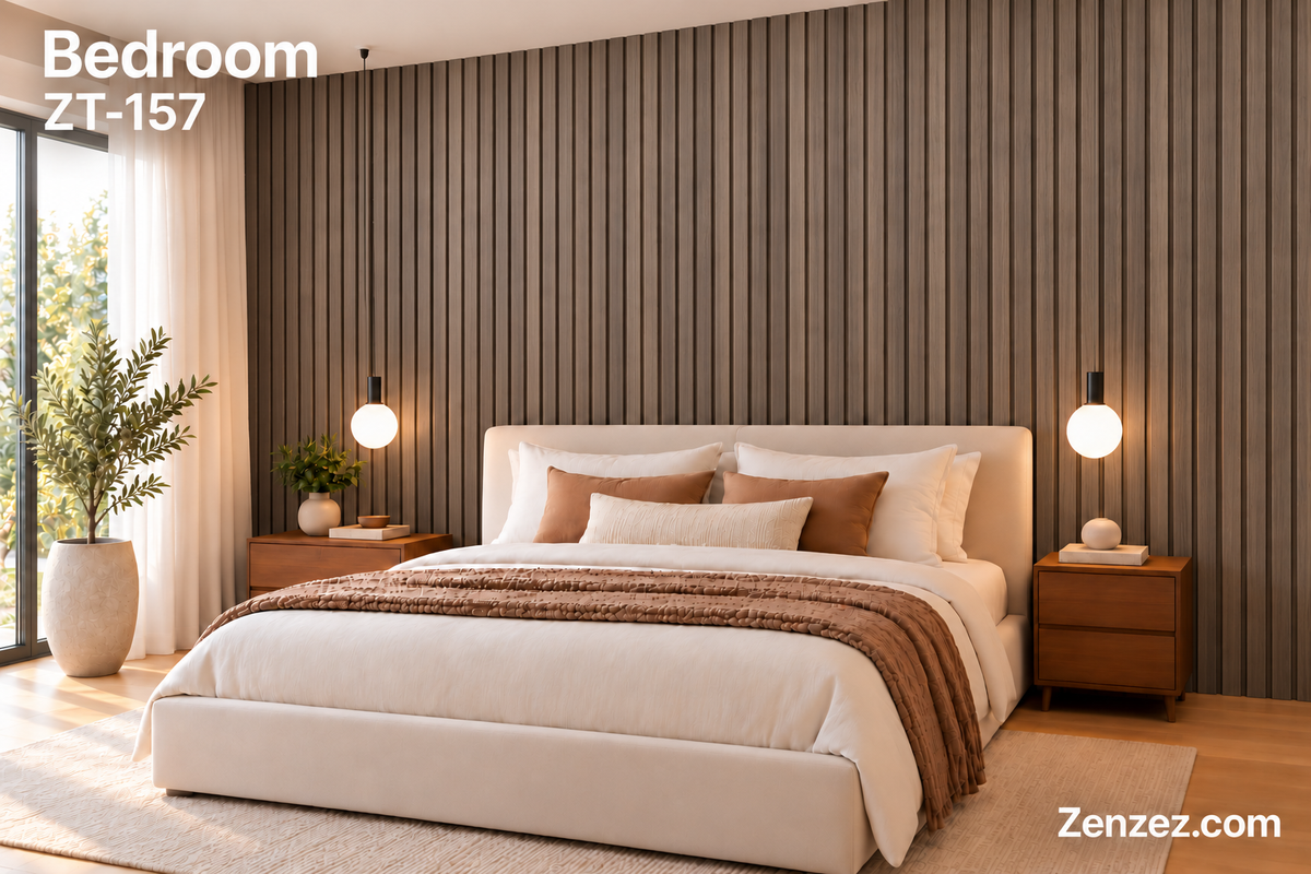 WALL PVC PANEL SLAT 6X114 INCHES = 6 INCHES X 9.5 FEET INTERIOR USE MODEL ZT-157